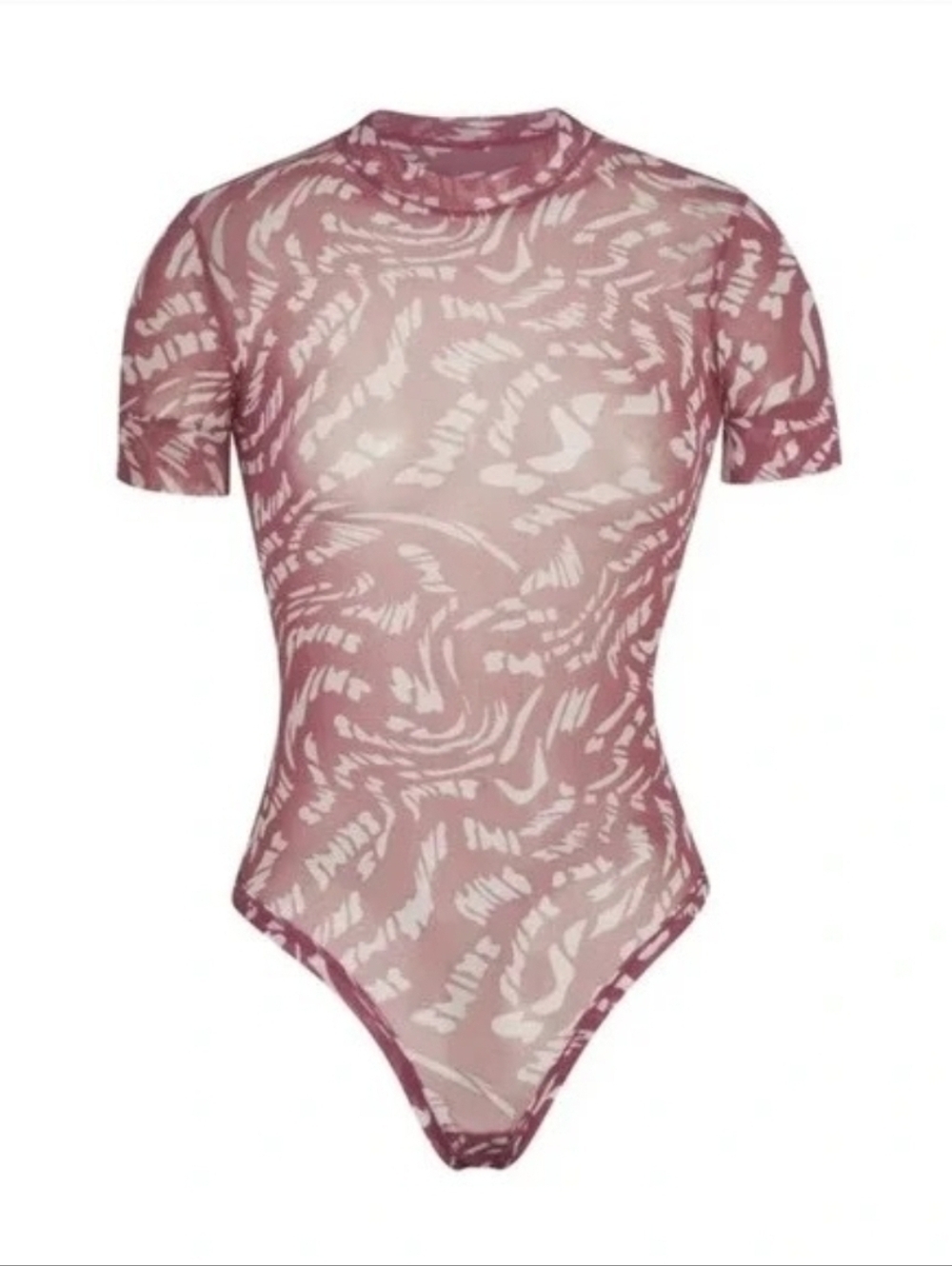 Skims Raspberry Swirl Summer Mesh T-Shirt Bodysuit